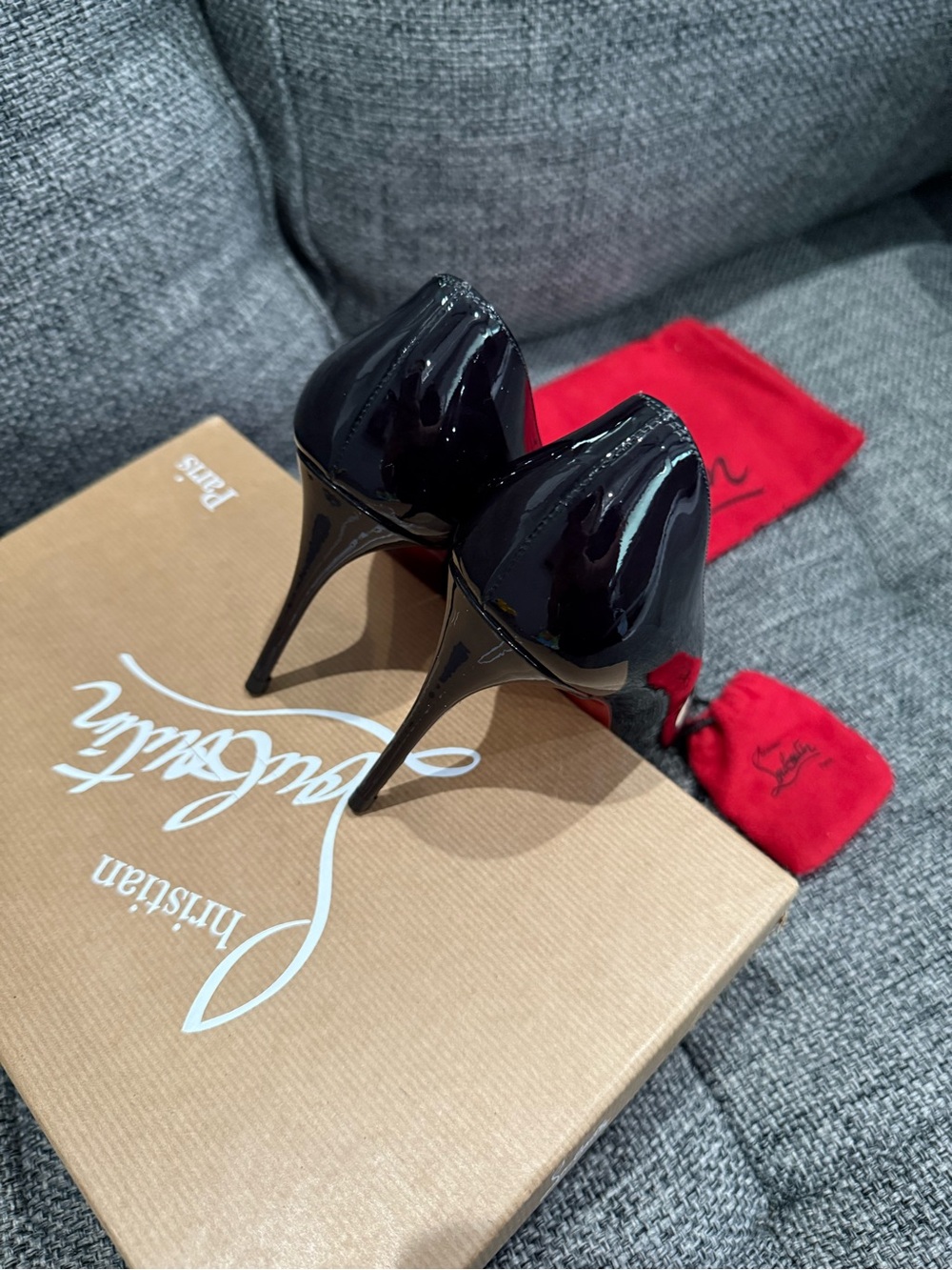 Christian Louboutin Black Patent 85mm Pumps size 38.5, READ DESCRIPTION - Picture 7 of 10